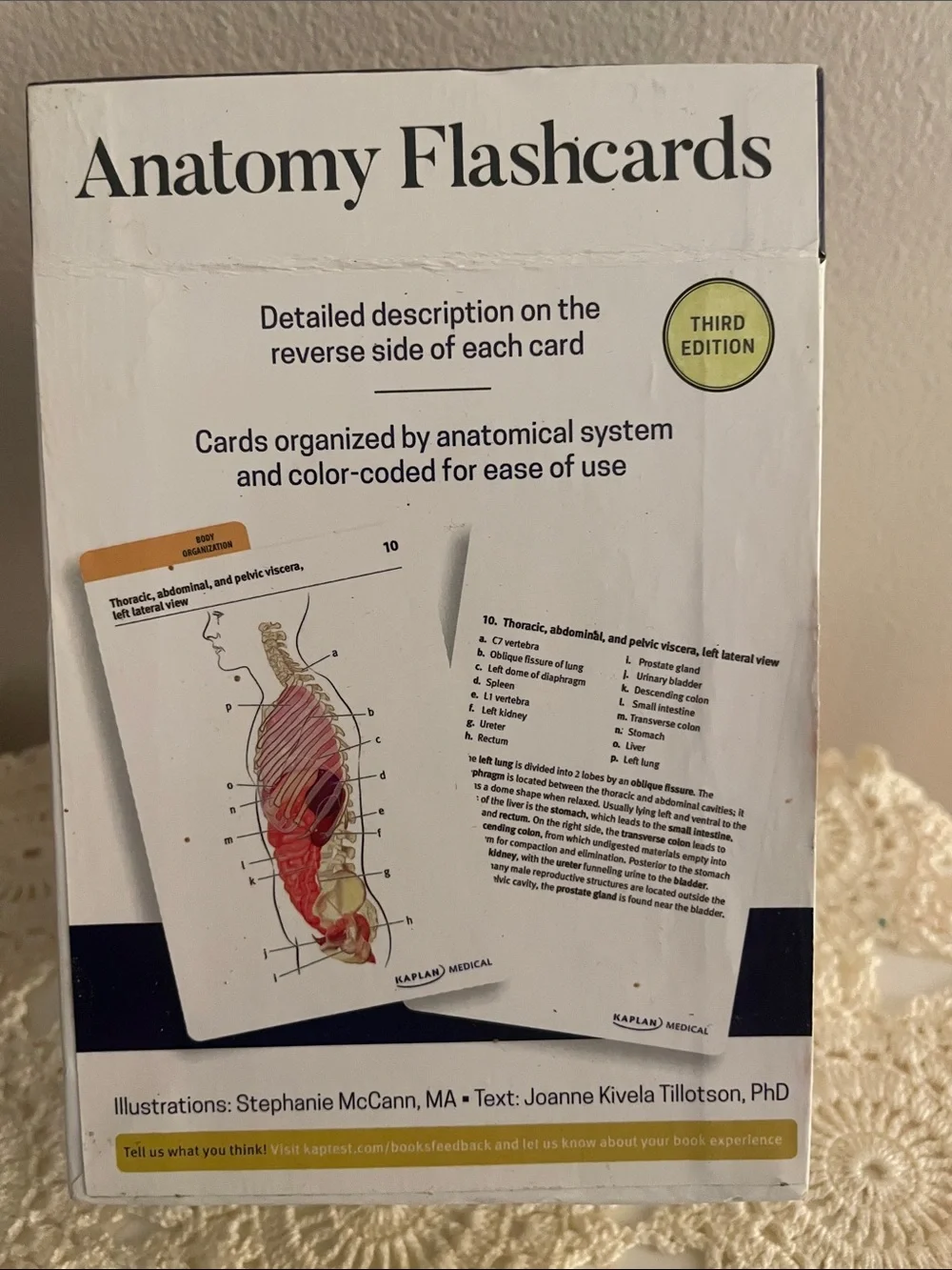 Kaplan Anatomy Flashcards - navy, white, yellow, red, tan